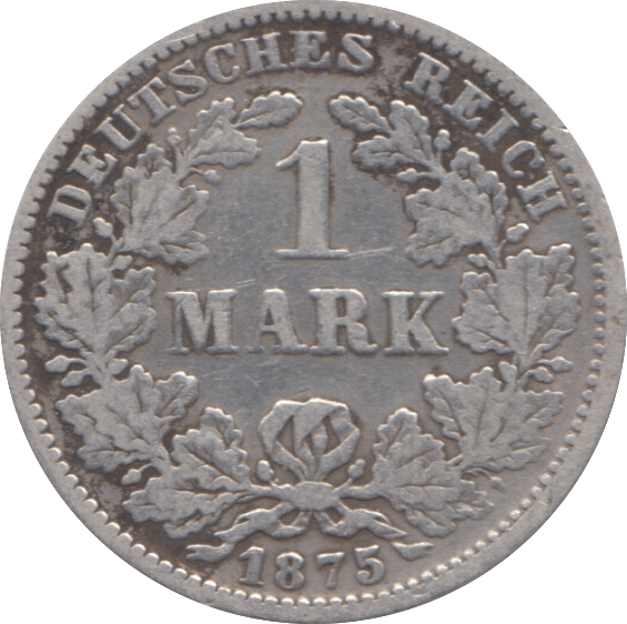 1875 SILVER 1 MARK GERMAN EMPIRE - SILVER WORLD COINS - Cambridgeshire Coins