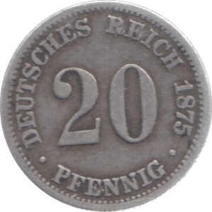 1875 SILVER 20 PFENNIG GERMANY - SILVER WORLD COINS - Cambridgeshire Coins
