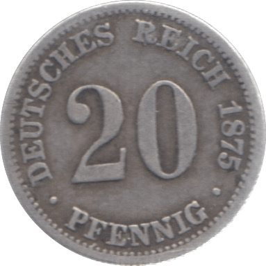 1875 SILVER 20 PFENNIG GERMANY - SILVER WORLD COINS - Cambridgeshire Coins