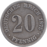 1875 SILVER 20 PFENNIG GERMANY - SILVER WORLD COINS - Cambridgeshire Coins