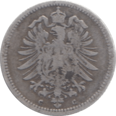 1875 SILVER 20 PFENNIG GERMANY - SILVER WORLD COINS - Cambridgeshire Coins