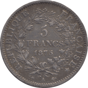 1875 SILVER 5 FRANCS FRANCE - SILVER WORLD COINS - Cambridgeshire Coins