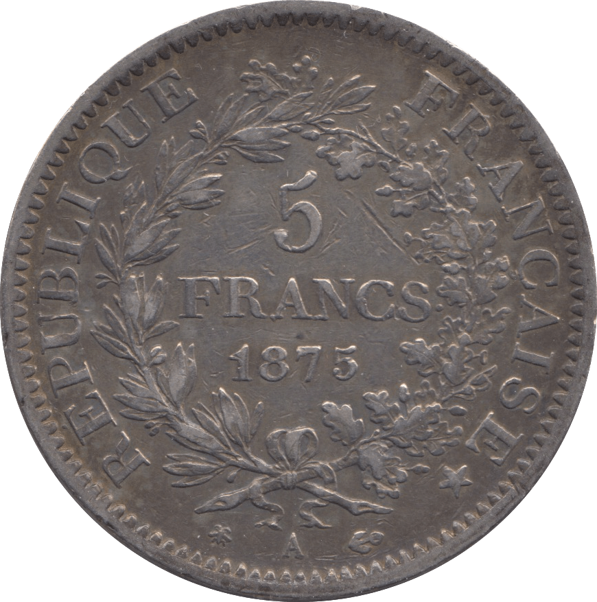 1875 SILVER 5 FRANCS FRANCE - SILVER WORLD COINS - Cambridgeshire Coins
