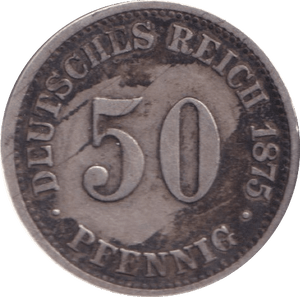 1875 SILVER GERMANY 50 PFENNIG - SILVER WORLD COINS - Cambridgeshire Coins