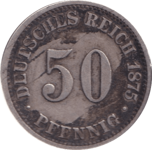 1875 SILVER GERMANY 50 PFENNIG - SILVER WORLD COINS - Cambridgeshire Coins