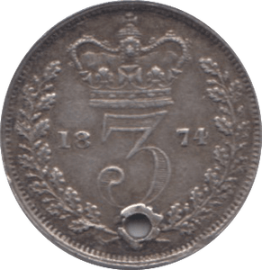 1875 THREEPENCE ( VF ) HOLED - Threepence - Cambridgeshire Coins
