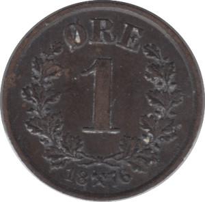1876 1 ORE NORWAY - WORLD COINS - Cambridgeshire Coins
