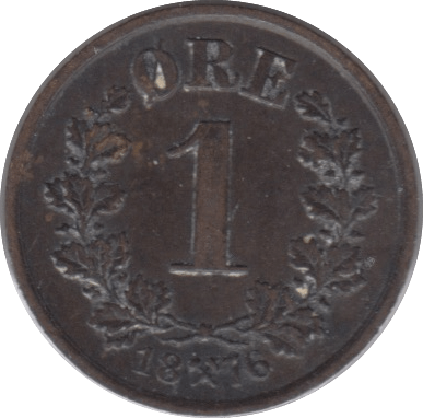 1876 1 ORE NORWAY - WORLD COINS - Cambridgeshire Coins
