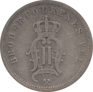 1876 25 ORE NORWAY - SILVER WORLD COINS - Cambridgeshire Coins