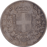 1876 5 LIRA ITALY - SILVER WORLD COINS - Cambridgeshire Coins