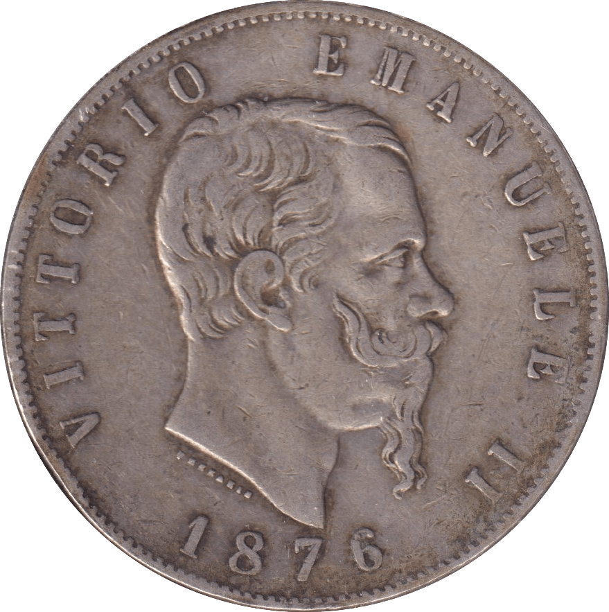 1876 5 LIRA ITALY - SILVER WORLD COINS - Cambridgeshire Coins