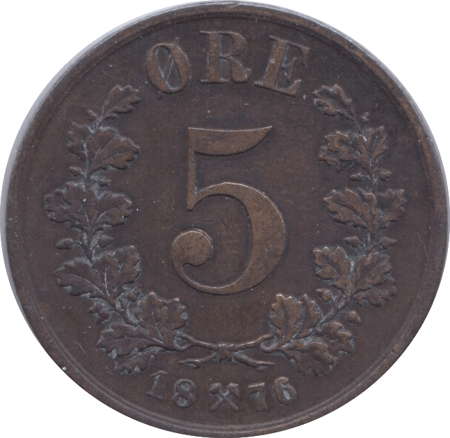 1876 5 ORE NORWAY REF 2 - WORLD COINS - Cambridgeshire Coins