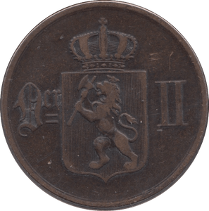1876 5 ORE NORWAY - WORLD COINS - Cambridgeshire Coins