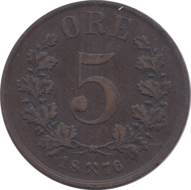 1876 5 ORE NORWAY - WORLD COINS - Cambridgeshire Coins