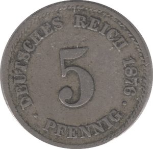 1876 5 PFENNIG GERMANY - SILVER WORLD COINS - Cambridgeshire Coins