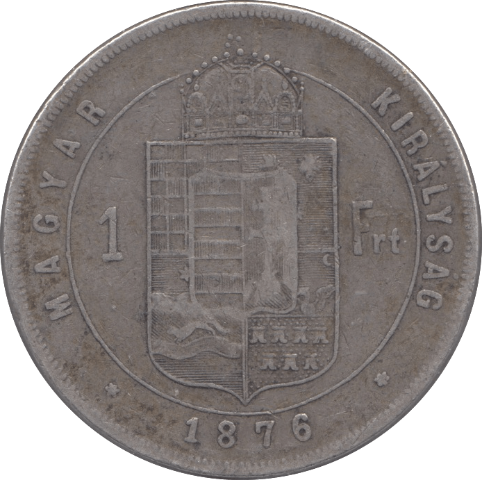 1876 HUNGARY SILVER ONE FORINT - SILVER WORLD COINS - Cambridgeshire Coins
