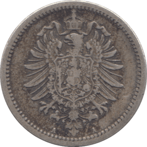 1876 SILVER FIFTY PFENNIG GERMANY - SILVER WORLD COINS - Cambridgeshire Coins