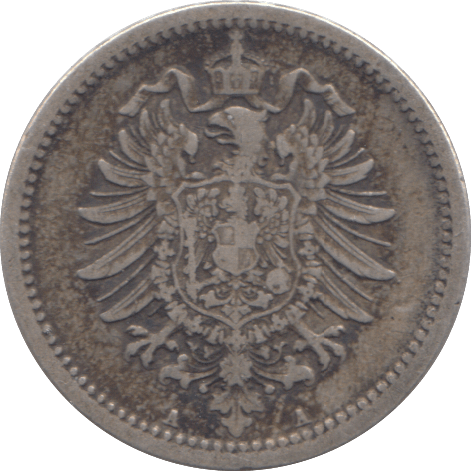 1876 SILVER FIFTY PFENNIG GERMANY - SILVER WORLD COINS - Cambridgeshire Coins