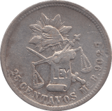 1876 SILVER MEXICO 25 CENTAVOS - SILVER WORLD COINS - Cambridgeshire Coins
