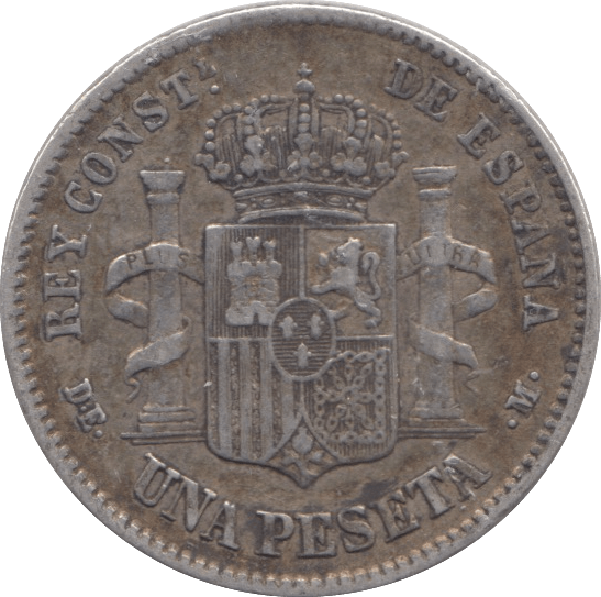 1876 SILVER SPAIN ONE PESETA - SILVER WORLD COINS - Cambridgeshire Coins