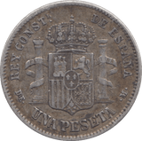 1876 SILVER SPAIN ONE PESETA - SILVER WORLD COINS - Cambridgeshire Coins