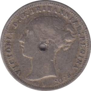 1876 THREEPENCE ( FINE ) HOLED - Threepence - Cambridgeshire Coins