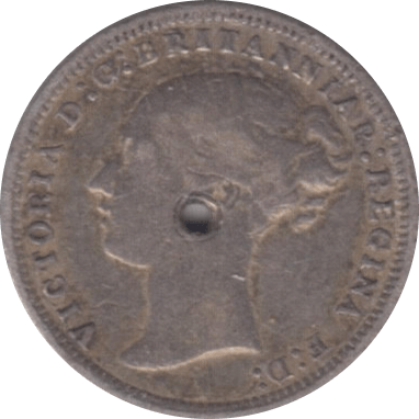 1876 THREEPENCE ( FINE ) HOLED - Threepence - Cambridgeshire Coins