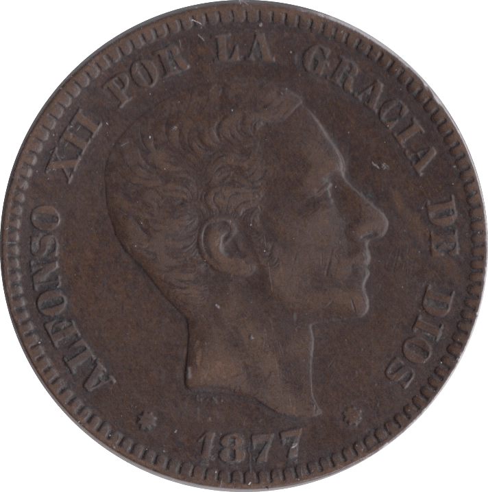 1877 10 CENTIMOS SPAIN - WORLD COINS - Cambridgeshire Coins