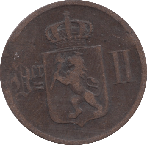 1877 2 ORE NORWAY - WORLD COINS - Cambridgeshire Coins