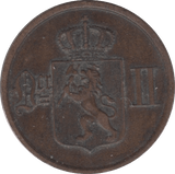 1877 2 ORE NORWAY - WORLD COINS - Cambridgeshire Coins