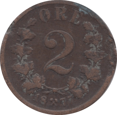 1877 2 ORE NORWAY - WORLD COINS - Cambridgeshire Coins