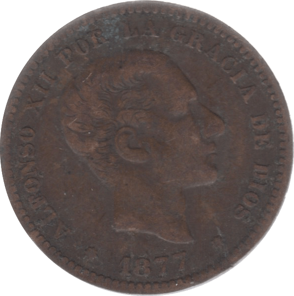 1877 5 CENTIMES SPAIN - WORLD COINS - Cambridgeshire Coins