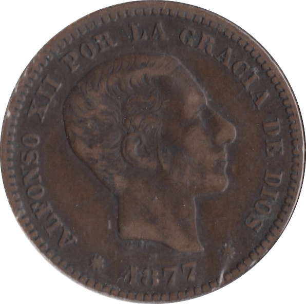 1877 5 CENTIMOS SPAIN - WORLD COINS - Cambridgeshire Coins