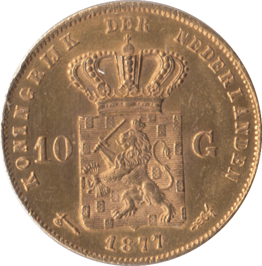 1877 GOLD 10 GUILDER NETHERLANDS - Gold World Coins - Cambridgeshire Coins