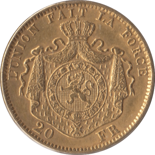1877 GOLD BELGIUM 20 FRANCS - Gold World Coins - Cambridgeshire Coins