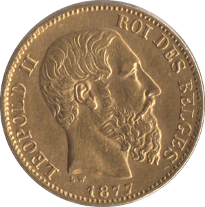 1877 GOLD BELGIUM 20 FRANCS - Gold World Coins - Cambridgeshire Coins
