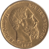 1877 GOLD BELGIUM 20 FRANCS - Gold World Coins - Cambridgeshire Coins