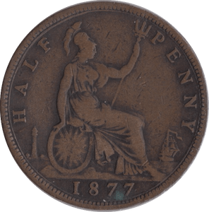 1877 HALFPENNY ( FINE ) - Halfpenny - Cambridgeshire Coins