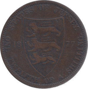 1877 JERSEY 1/12 OF A SHILLING - WORLD COINS - Cambridgeshire Coins