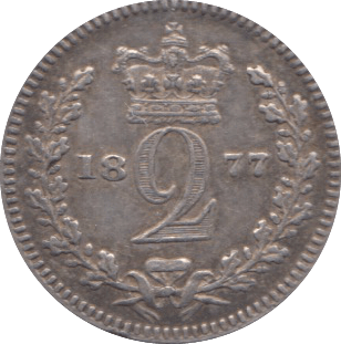 1877 MAUNDY TWO PENCE ( GVF ) 3 - Maundy coins - Cambridgeshire Coins