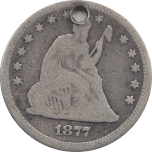 1877 SILVER 1/4 DOLLAR USA - SILVER WORLD COINS - Cambridgeshire Coins