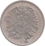 1877 SILVER GERMANY ONE MARK - WORLD SILVER COINS - Cambridgeshire Coins