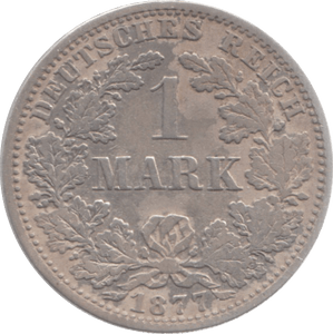 1877 SILVER GERMANY ONE MARK - WORLD SILVER COINS - Cambridgeshire Coins