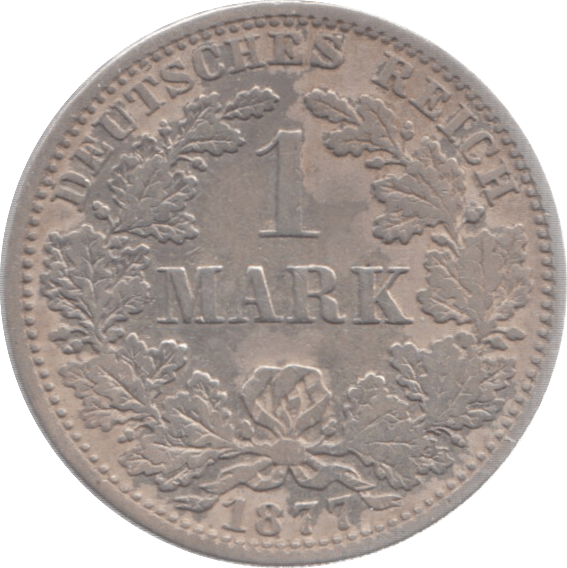 1877 SILVER GERMANY ONE MARK - WORLD SILVER COINS - Cambridgeshire Coins