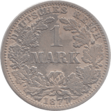 1877 SILVER GERMANY ONE MARK - WORLD SILVER COINS - Cambridgeshire Coins