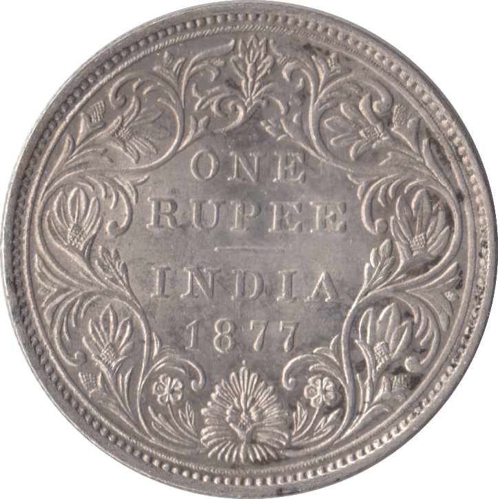 1877 SILVER INDIA ONE RUPEE - SILVER WORLD COINS - Cambridgeshire Coins