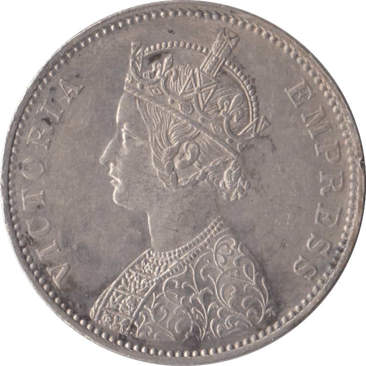 1877 SILVER INDIA ONE RUPEE - SILVER WORLD COINS - Cambridgeshire Coins