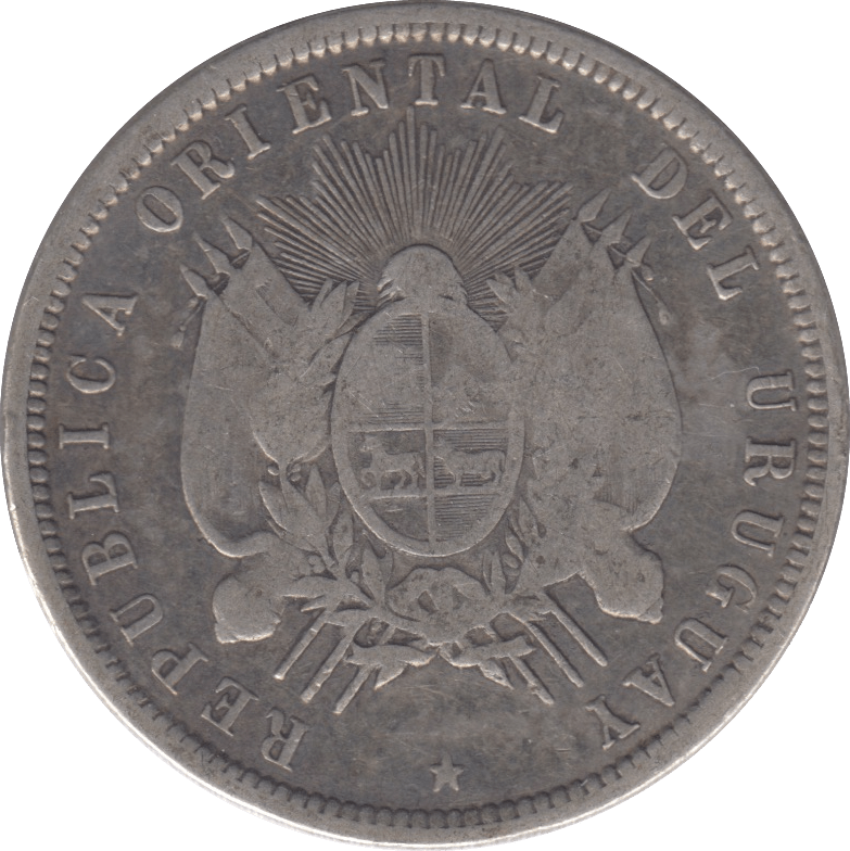 1877 SILVER URAGUAY 50 CENTESIMOS - SILVER WORLD COINS - Cambridgeshire Coins
