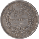1877 SILVER URAGUAY 5O CENTESIMOS - SILVER WORLD COINS - Cambridgeshire Coins