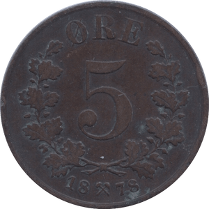 1878 5 ORE NORWAY - WORLD COINS - Cambridgeshire Coins